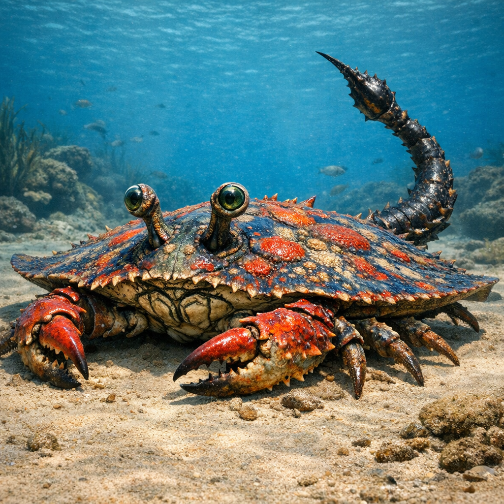 Crabray, an AI-generated hybrid of Sting Ray and Crab