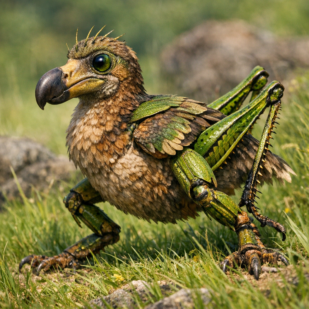 Dodoshopper, an AI-generated hybrid of Dodo and Grasshopper