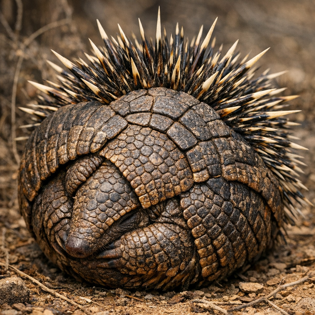 Porcadillo, an AI-generated hybrid of Armadillo and Porcupine