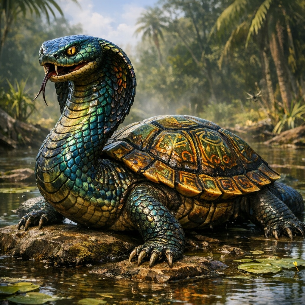 Cobrurtle, an AI-generated hybrid of Cobra and Turtle
