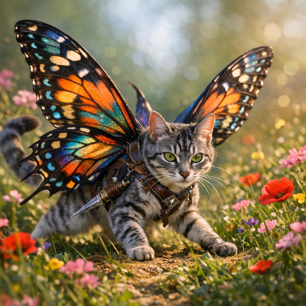 Catfly, an AI-generated hybrid of Cat and Butterfly