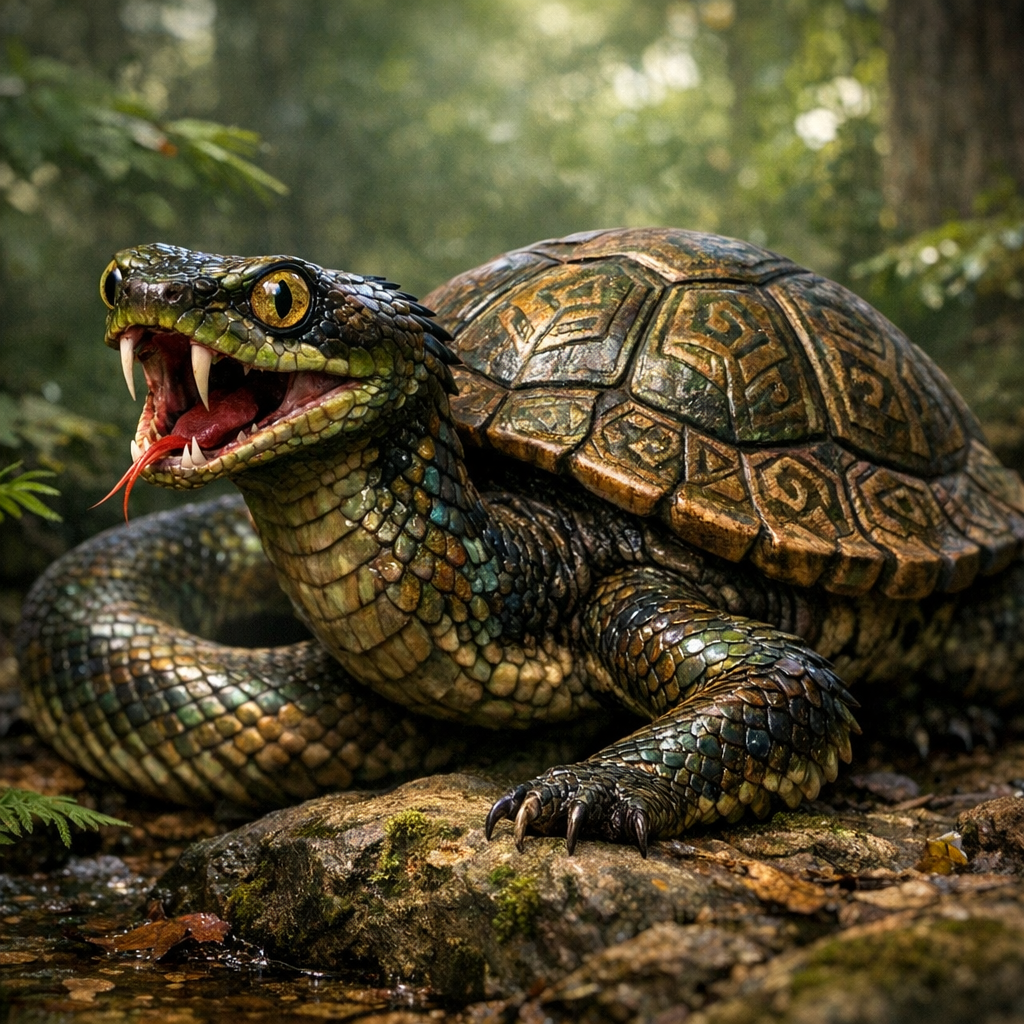 Snurtle, an AI-generated hybrid of Snake and Turtle