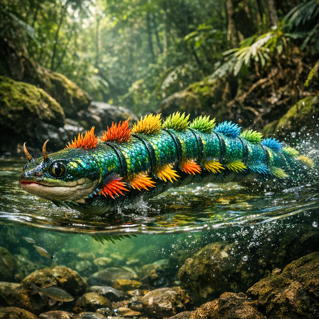 Eelipillar, an AI-generated hybrid of Eel and Caterpillar