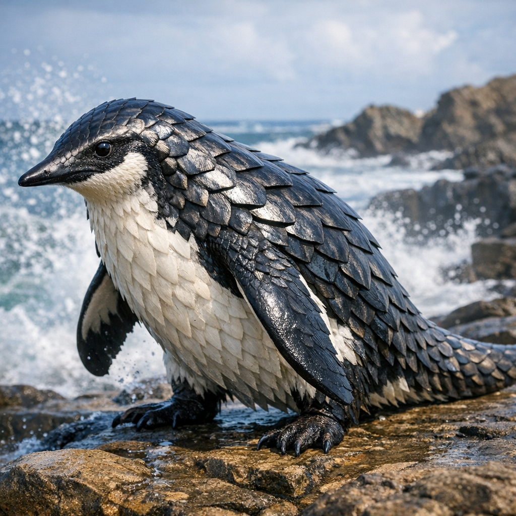 Pangupenguin, an AI-generated hybrid of Pangolin and Penguin