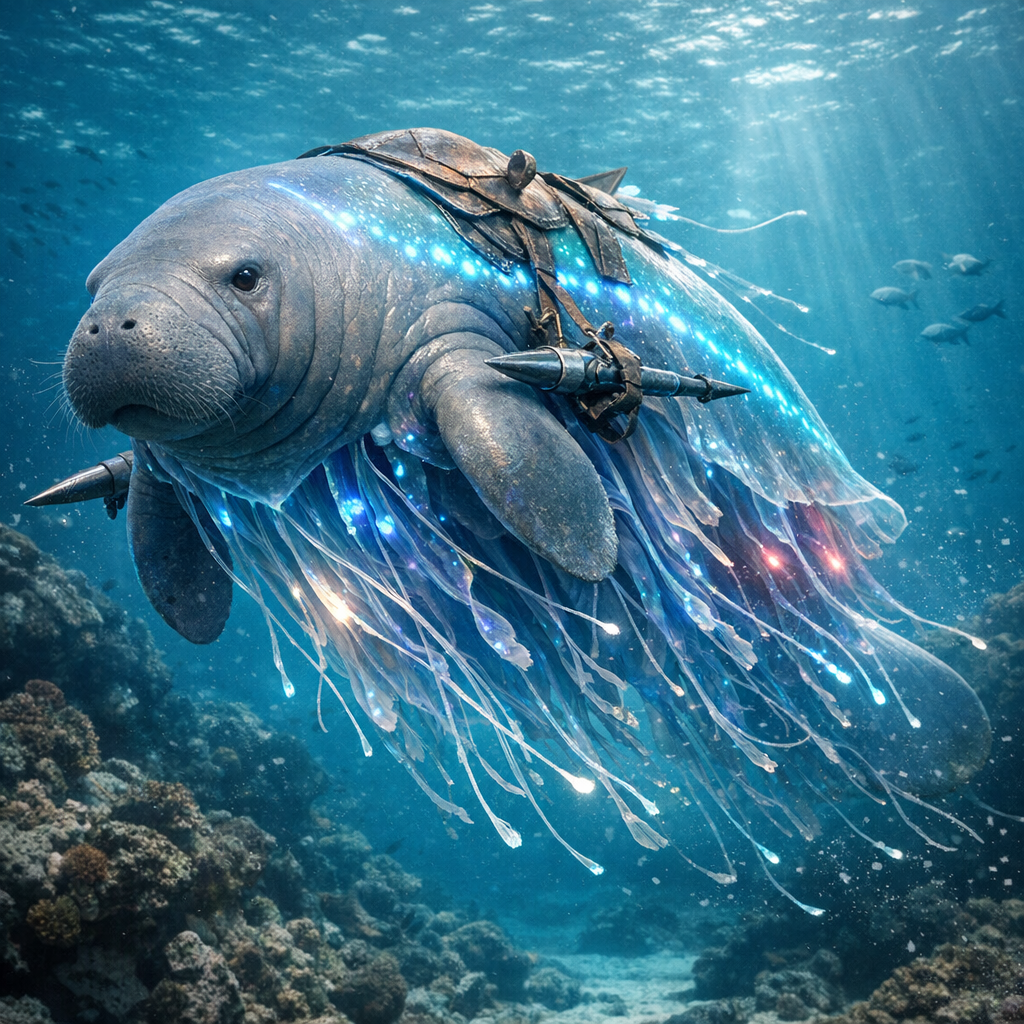 Jellynatee, an AI-generated hybrid of Manatee and Jellyfish