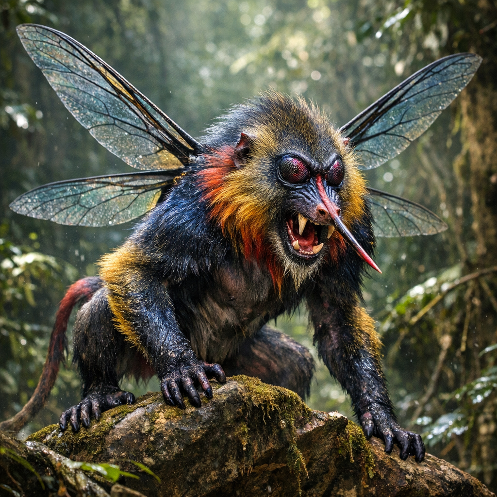 Babooquito, an AI-generated hybrid of Baboon and mosquito