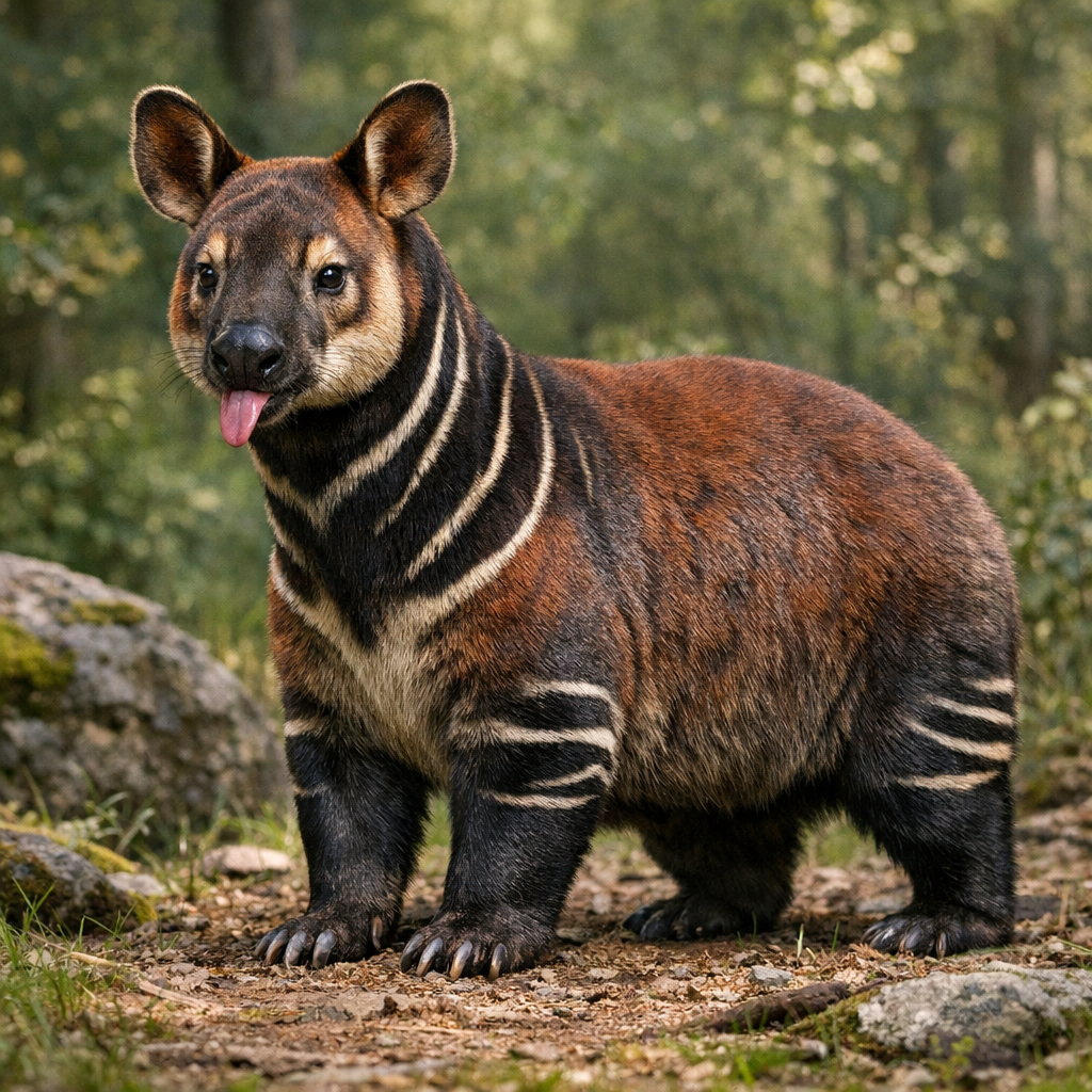 Okabat, an AI-generated hybrid of Okapi and Wombat