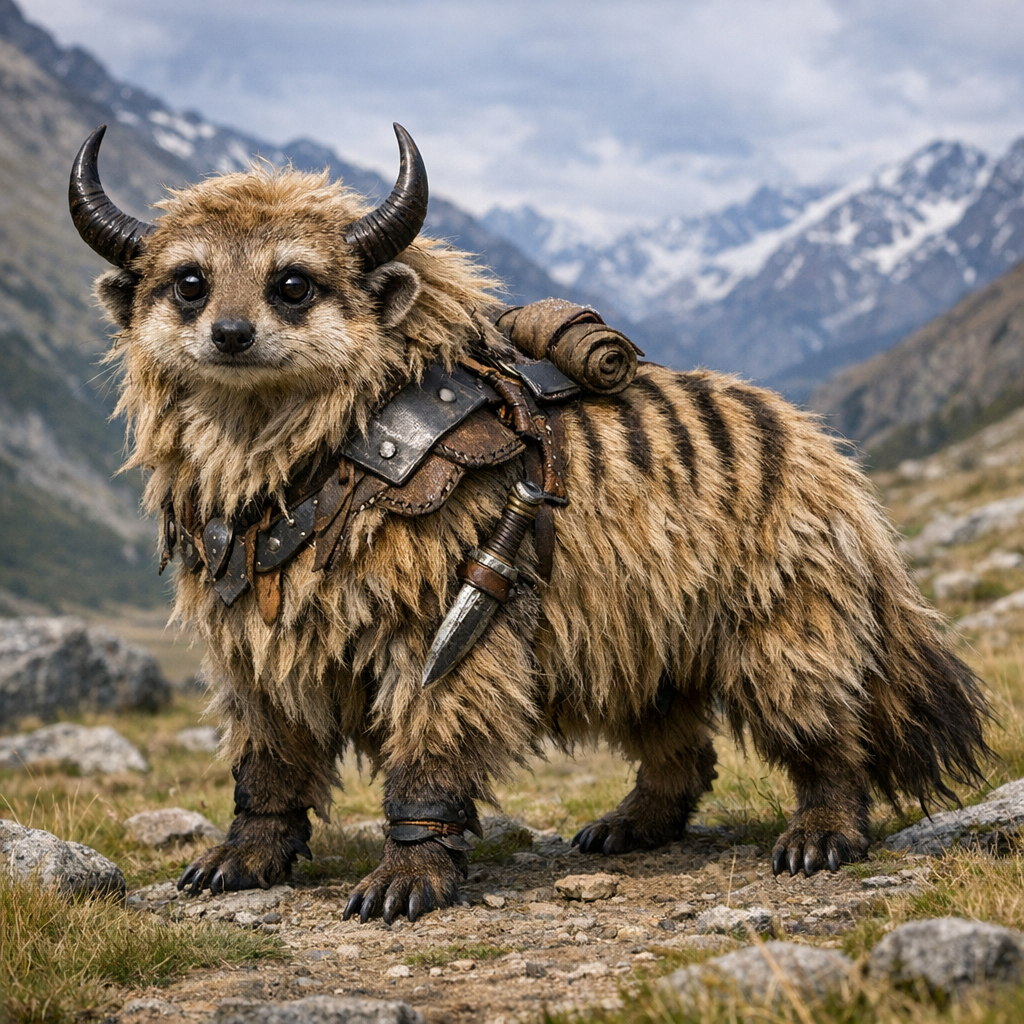 Yakkerkat, an AI-generated hybrid of Yak and Meerkat
