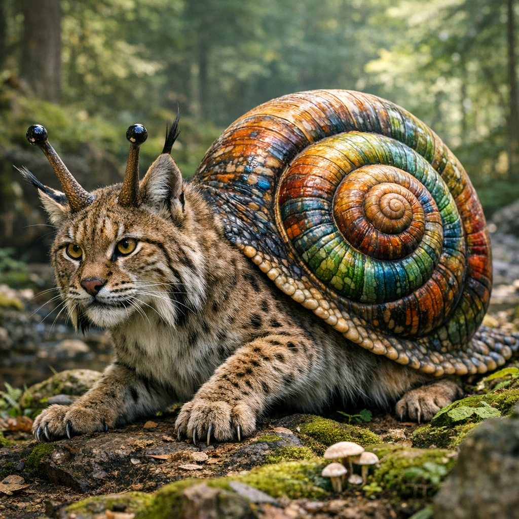 Lynail, an AI-generated hybrid of Lynx and Snail
