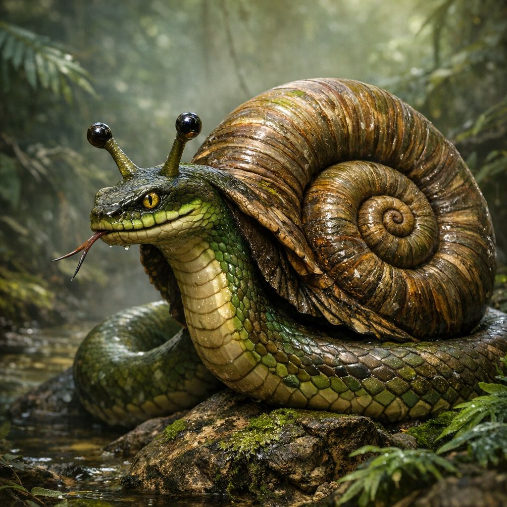 Snakail, an AI-generated hybrid of Snail and Snake