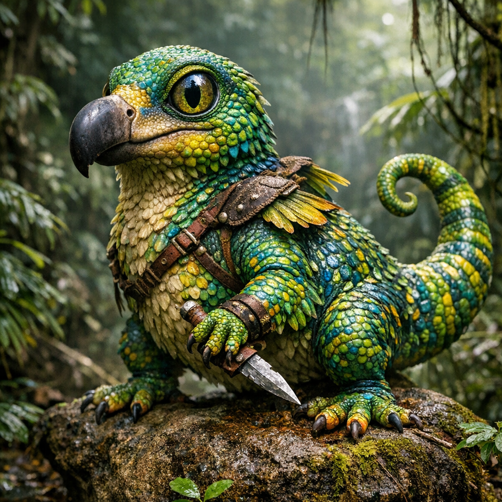 Dogecko, an AI-generated hybrid of Dodo and Gecko