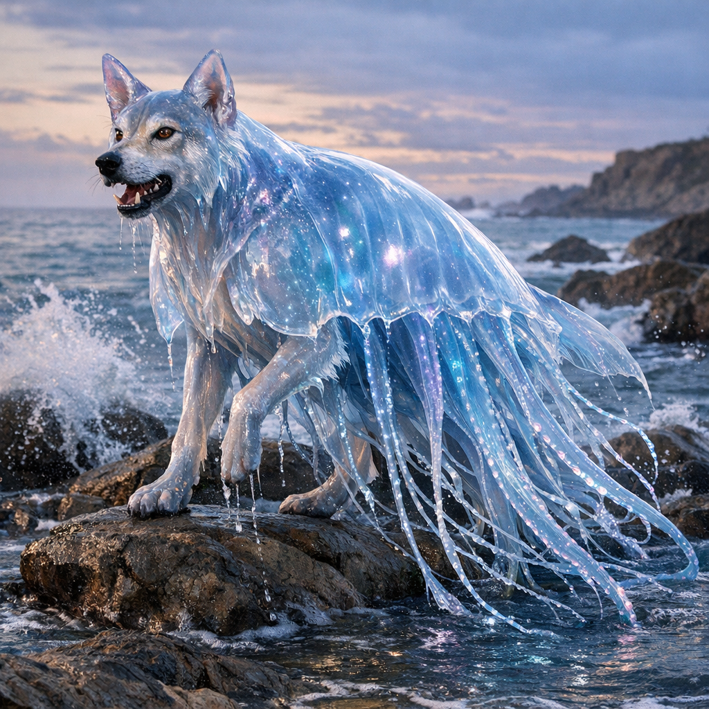 Dingofish, an AI-generated hybrid of Dingo and Jellyfish