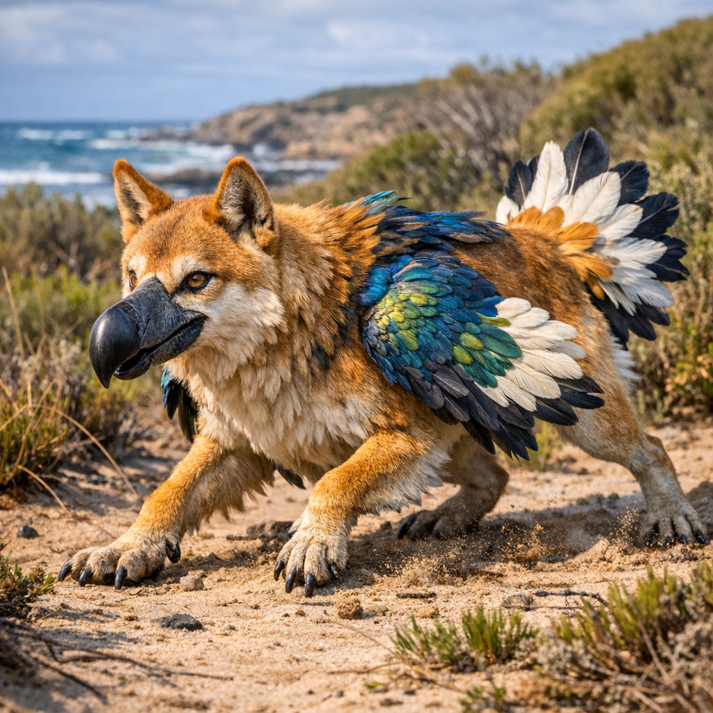 Dingodo, an AI-generated hybrid of Dingo and Dodo