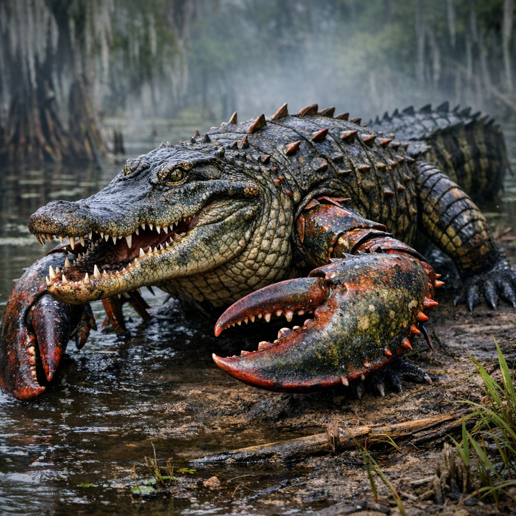 Allobster, an AI-generated hybrid of Alligator and Lobster