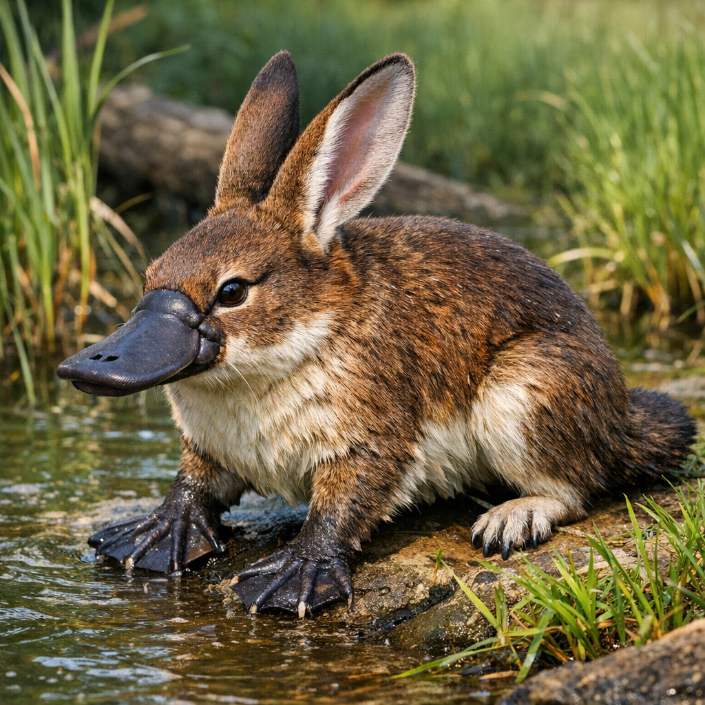 Platypusabbit, an AI-generated hybrid of Platypus and Rabbit