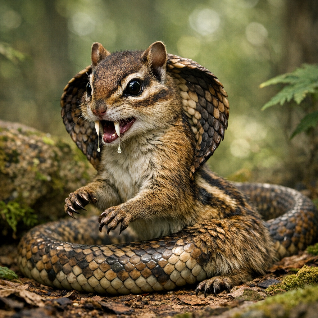 Chipcobra, an AI-generated hybrid of Chipmunk and Cobra