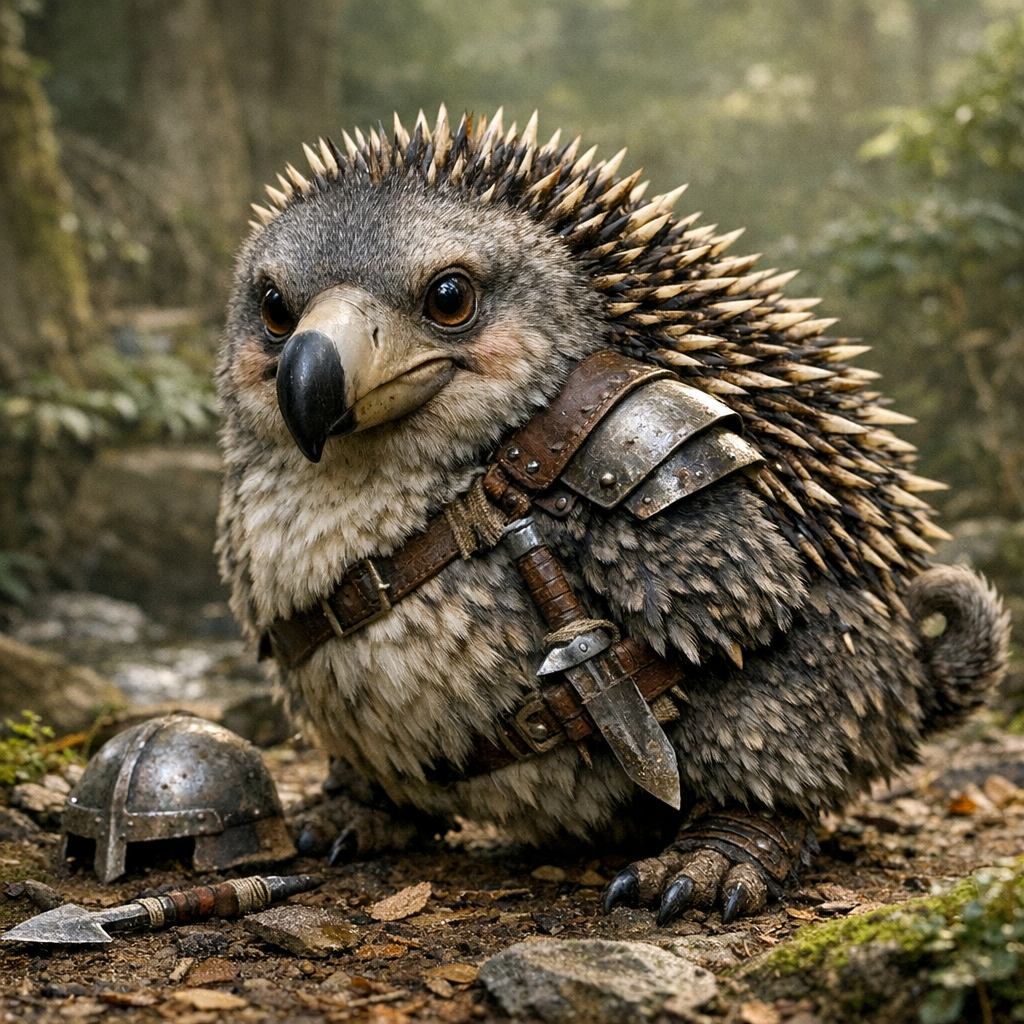 Dodhog, an AI-generated hybrid of Dodo and Hedgehog