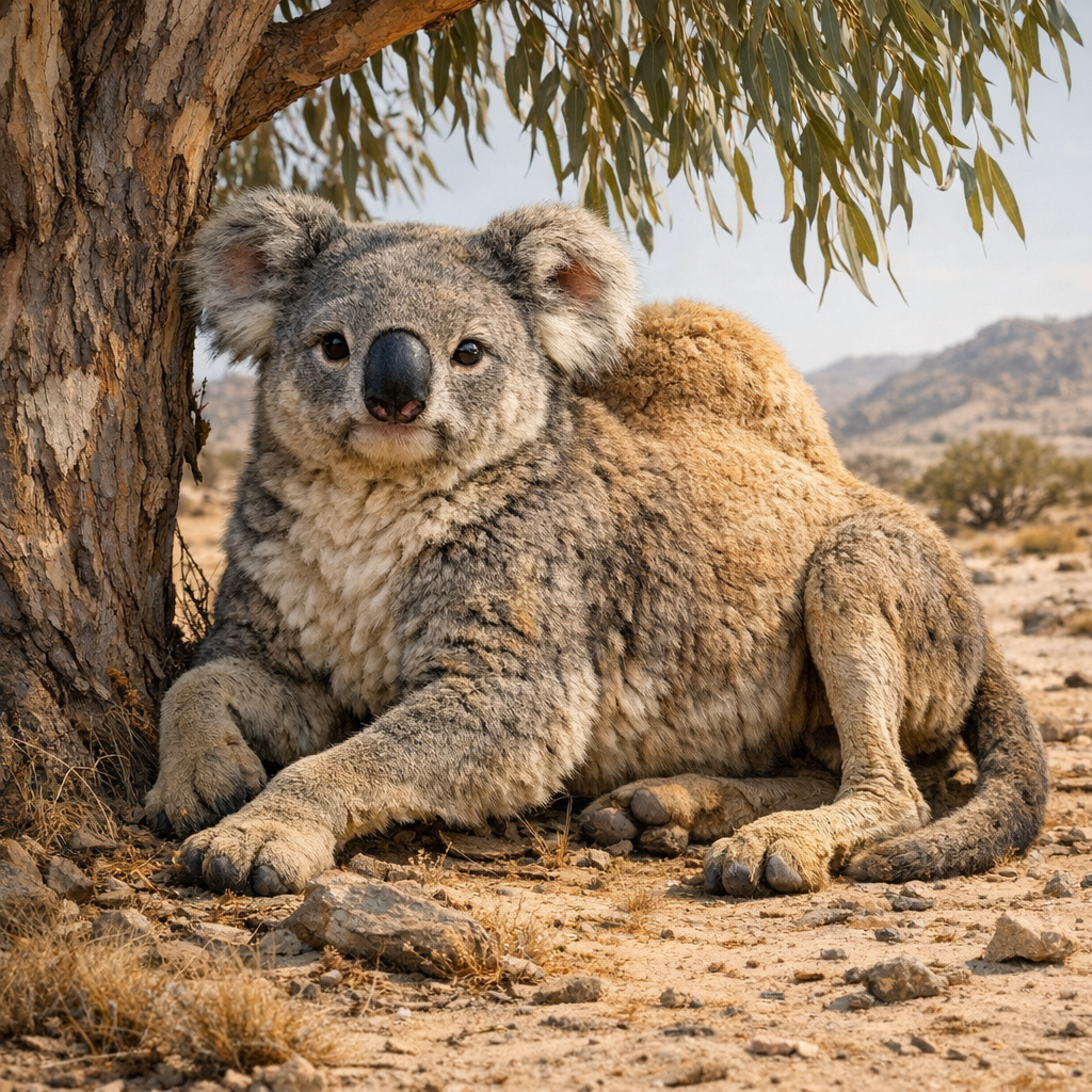 Koalamel, an AI-generated hybrid of Koala and Camel