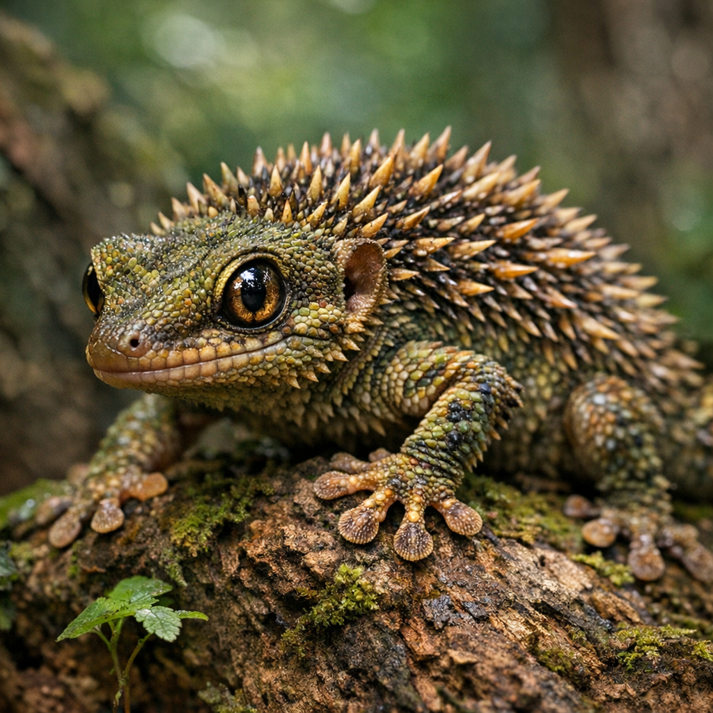 Hedgegeko, an AI-generated hybrid of Hedgehog and Gecko