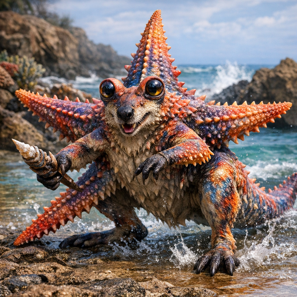 Starwally, an AI-generated hybrid of Starfish and Wallaby