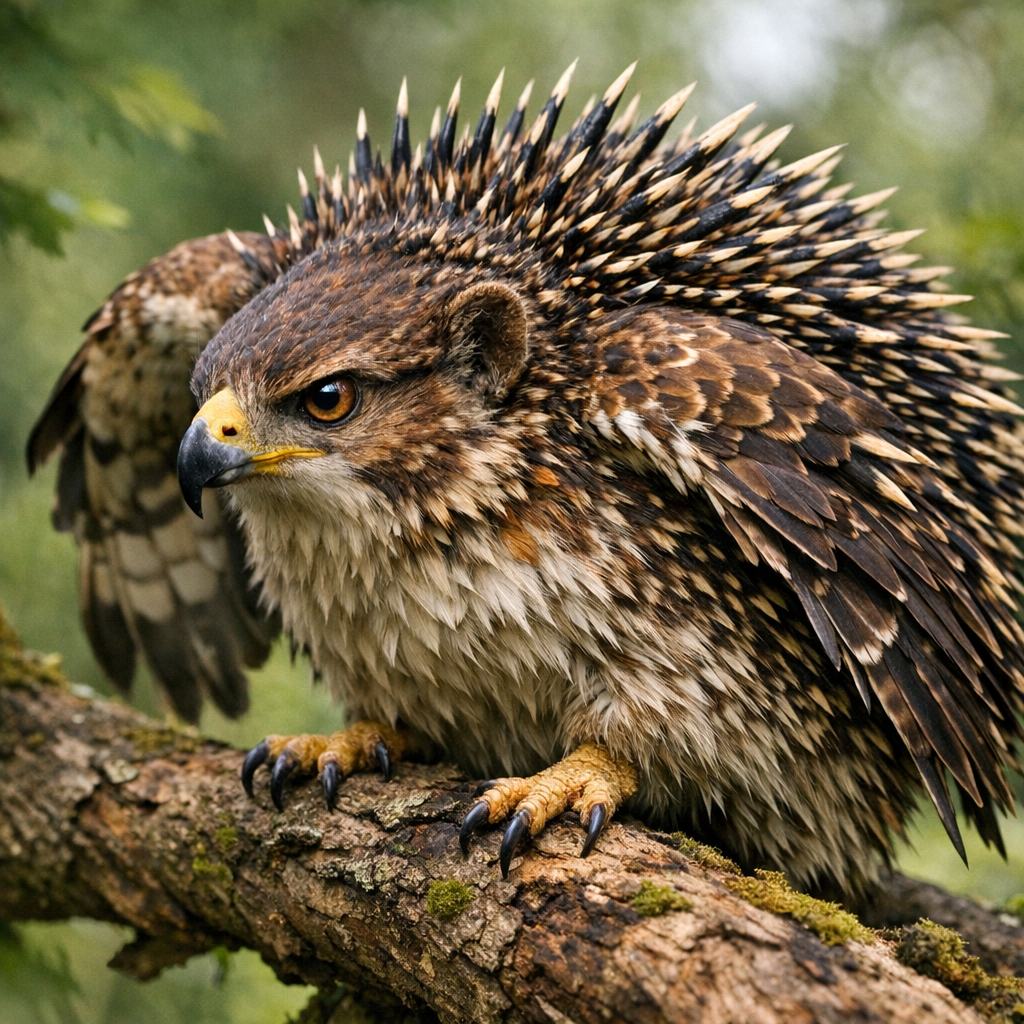 Hawgehog, an AI-generated hybrid of Hawk and Hedgehog