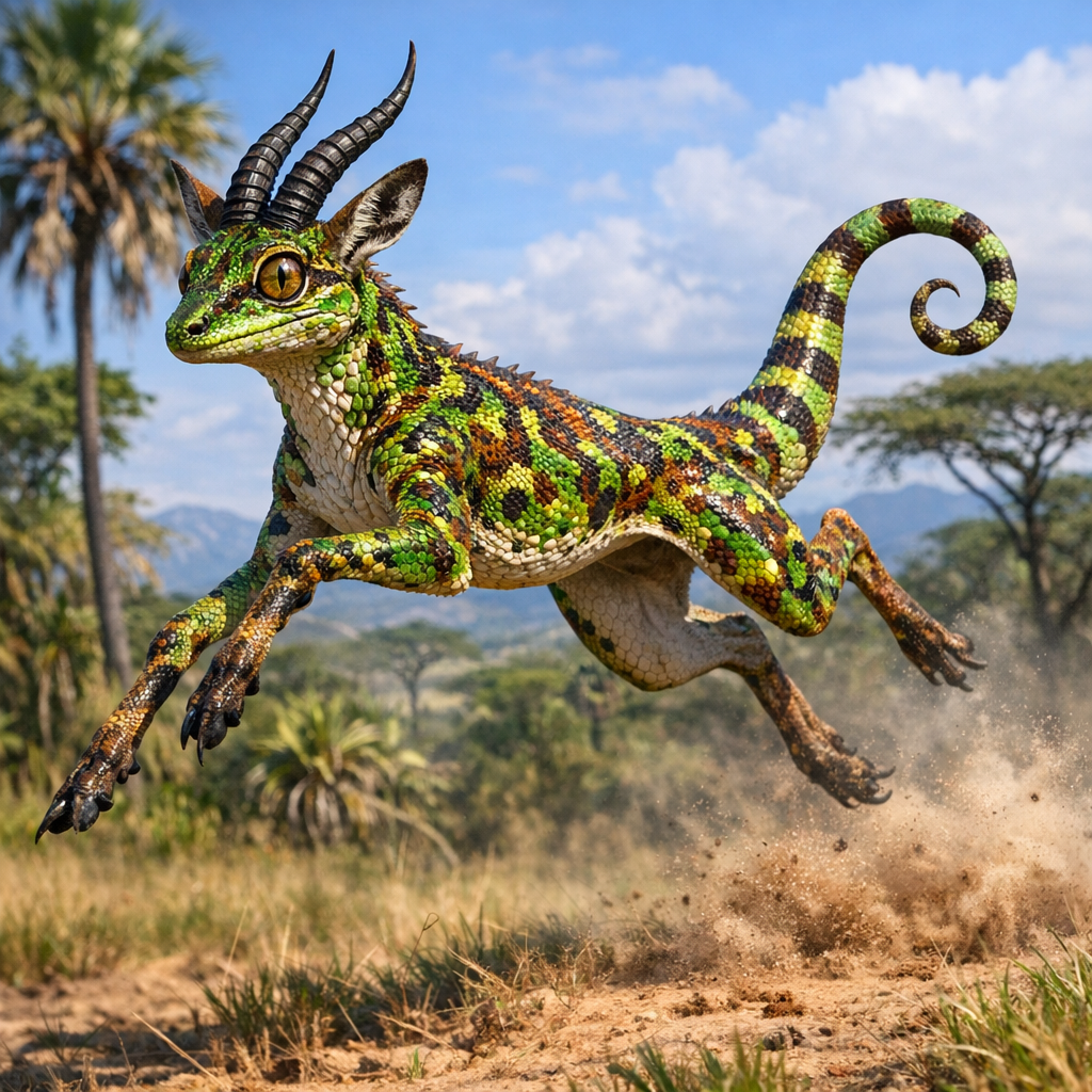 Gazekko, an AI-generated hybrid of Gazelle and Gecko