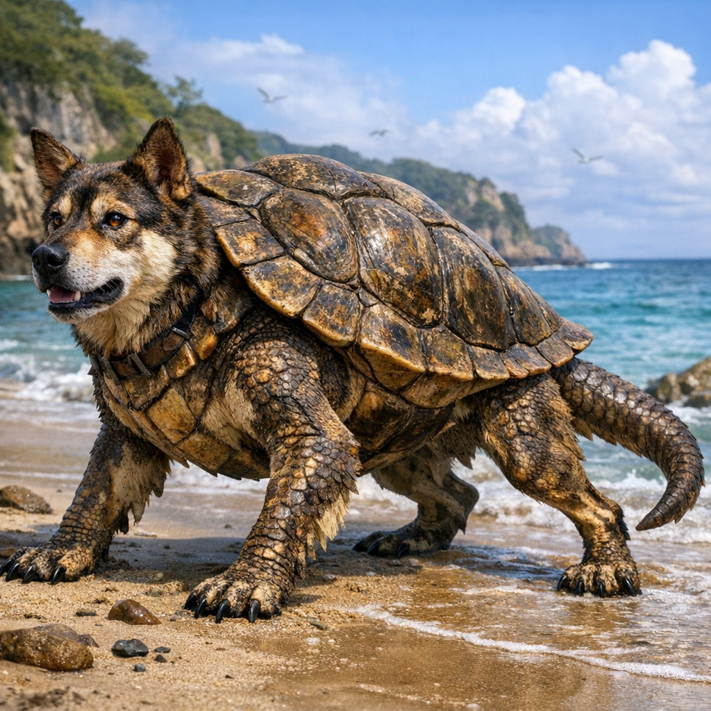 Turtog, an AI-generated hybrid of Turtle and dog