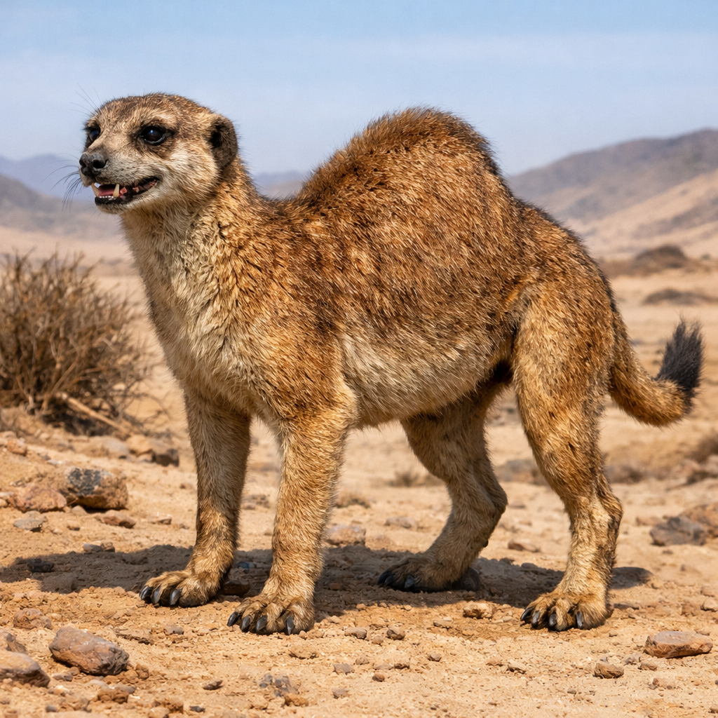Camelkat, an AI-generated hybrid of Camel and Meerkat