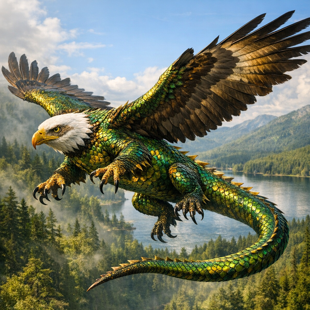 Salamandralis, an AI-generated hybrid of Salamander and Bald Eagle