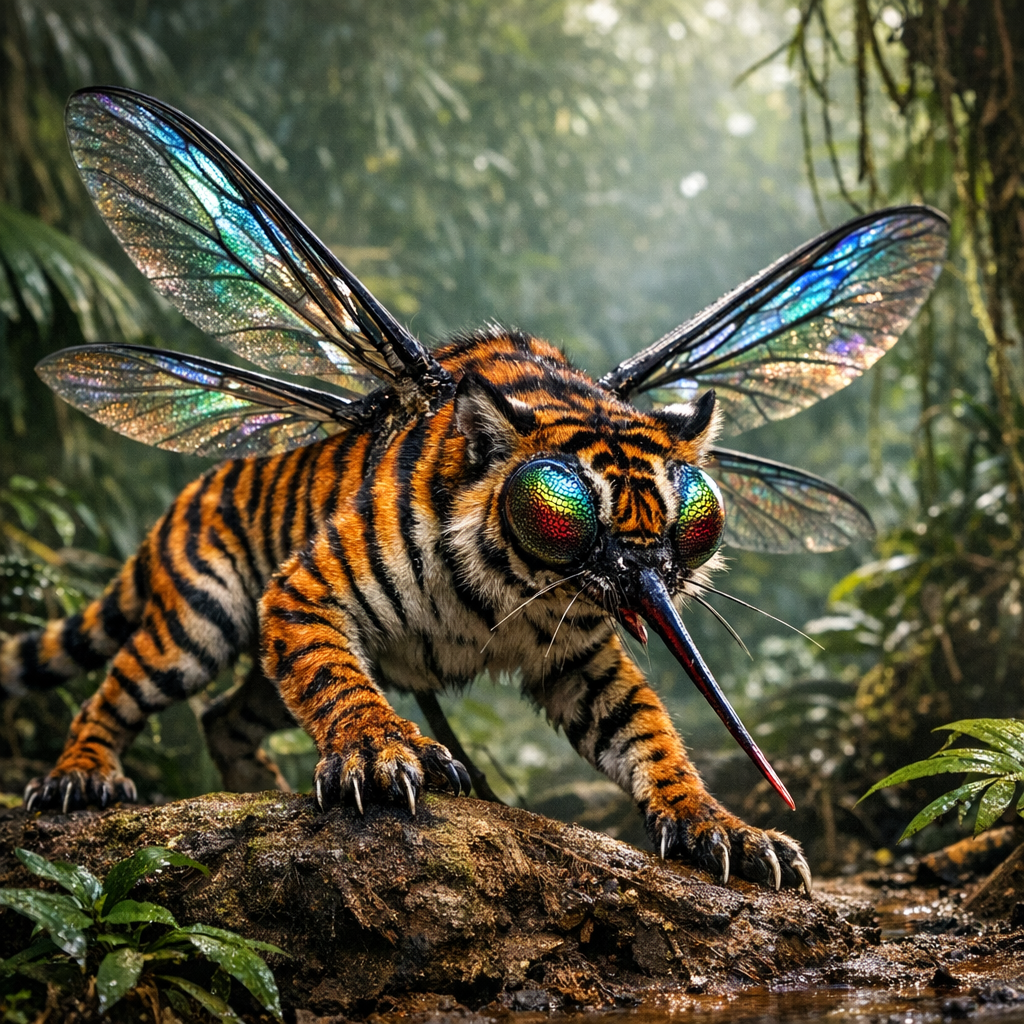 Tigquito, an AI-generated hybrid of Tiger and mosquito
