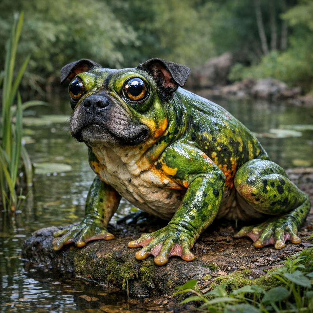 Frogdog, an AI-generated hybrid of dog and Frog