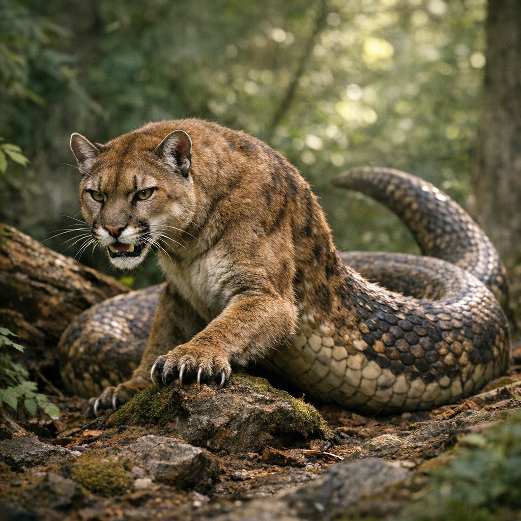 Cougsnake, an AI-generated hybrid of Snake and Cougar