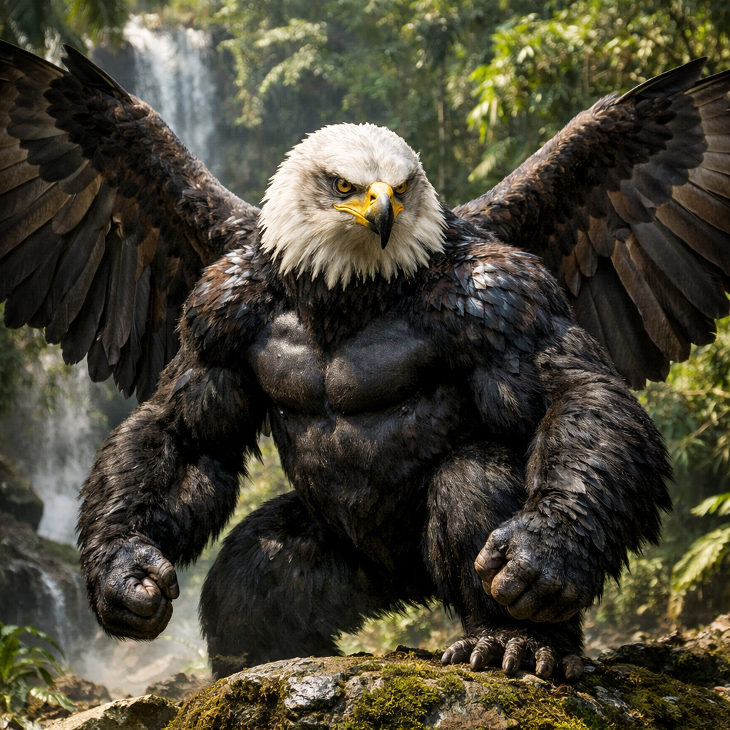 Eagorilla, an AI-generated hybrid of Eagle and Gorilla