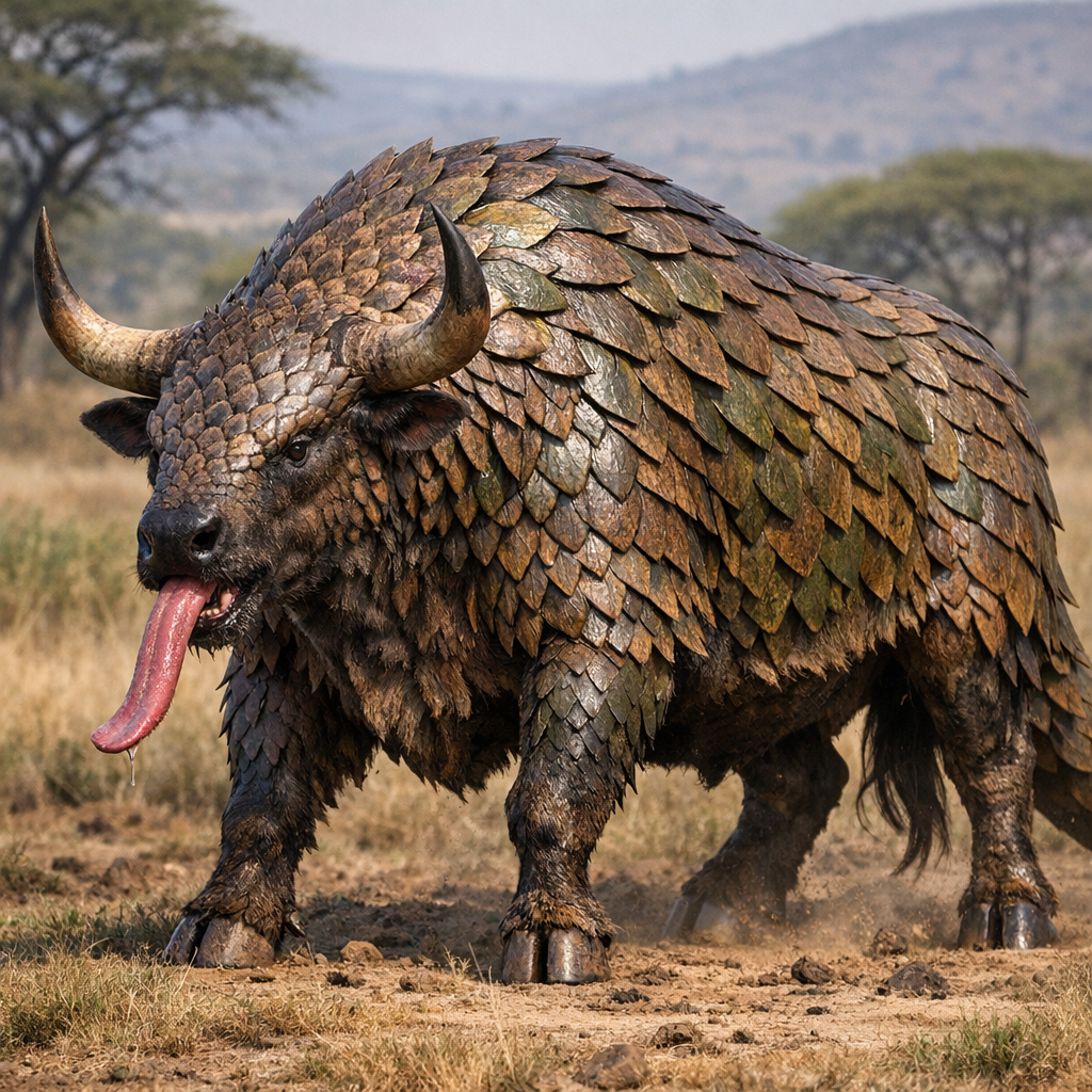 Pangolox, an AI-generated hybrid of Pangolin and Ox