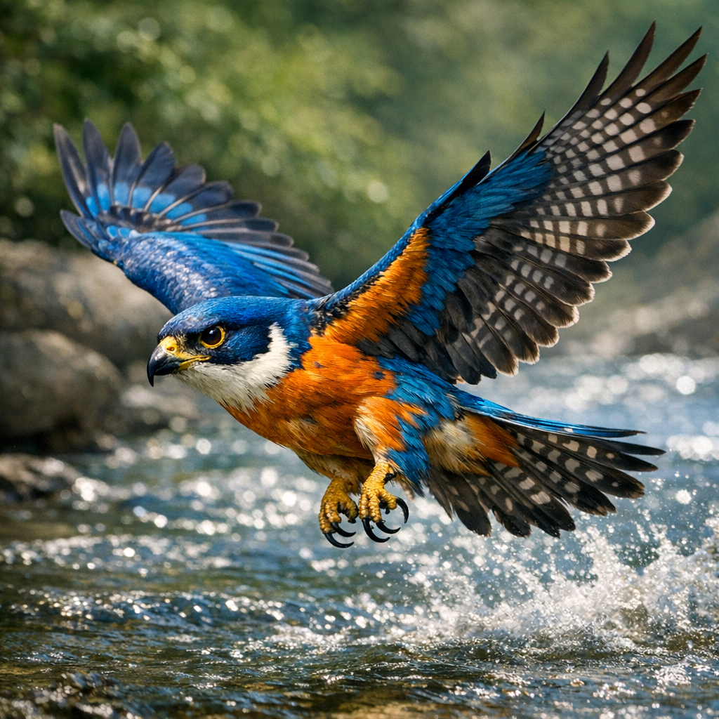 Falconisher, an AI-generated hybrid of falcon and Kingfisher