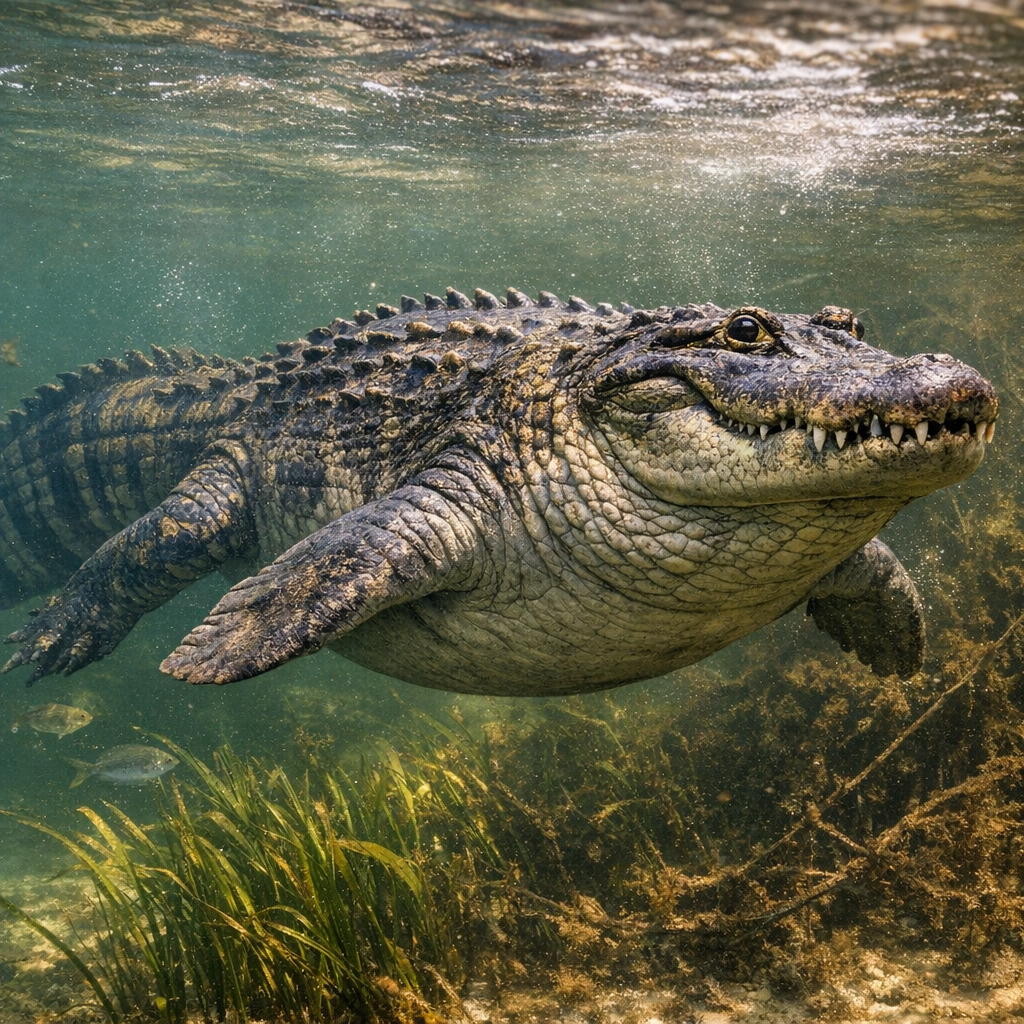 AlliManatee, an AI-generated hybrid of Alligator and Manatee