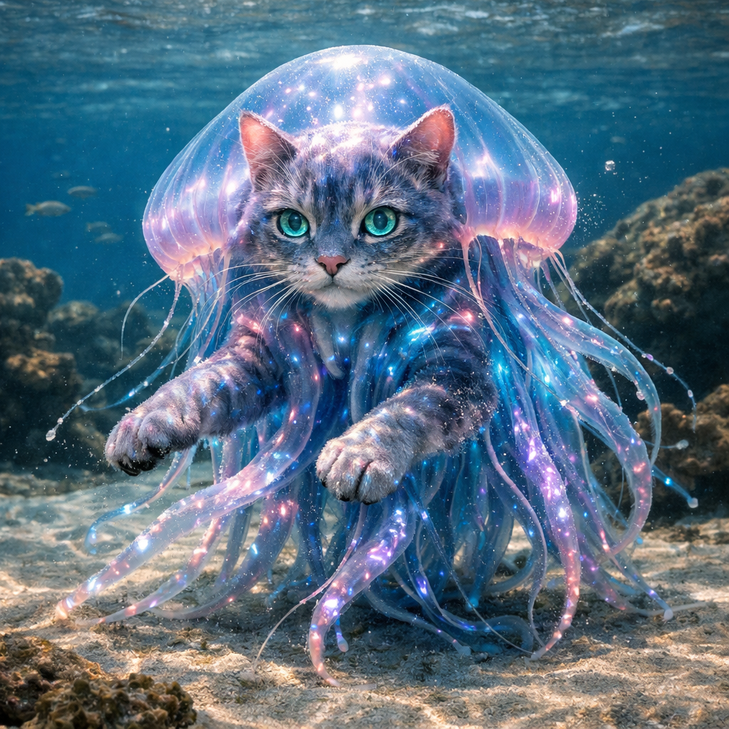 Jellicat, an AI-generated hybrid of Jellyfish and Cat