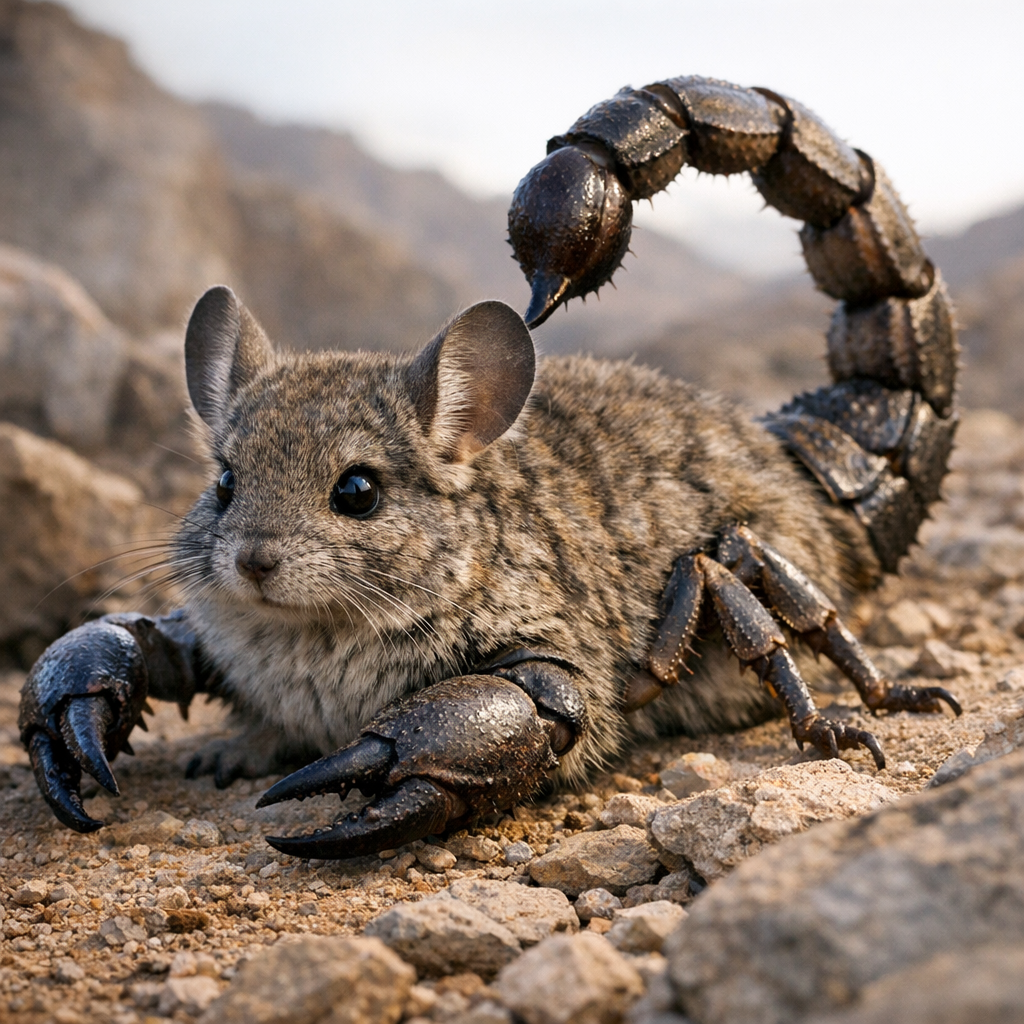 ChinScorpi, an AI-generated hybrid of Chinchilla and Scorpion