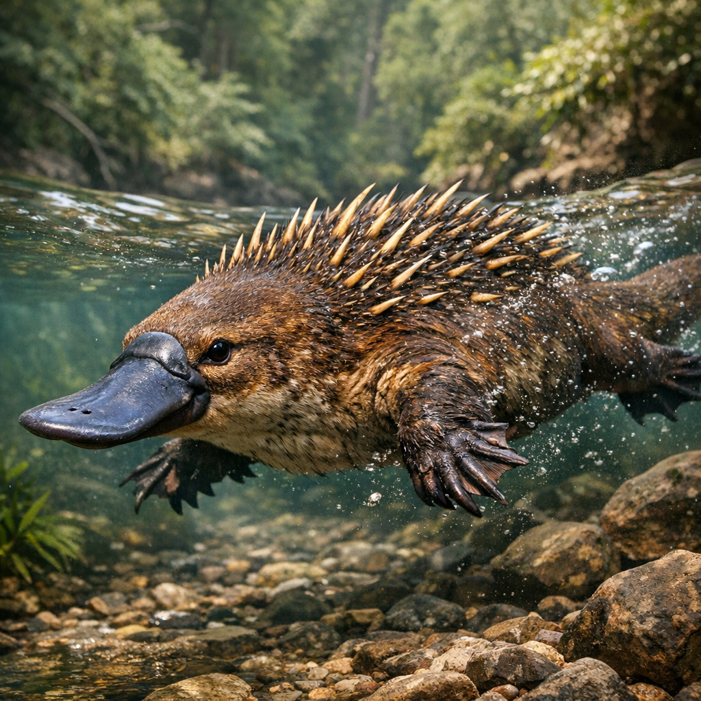 Echidapus, an AI-generated hybrid of Echidna and Platypus