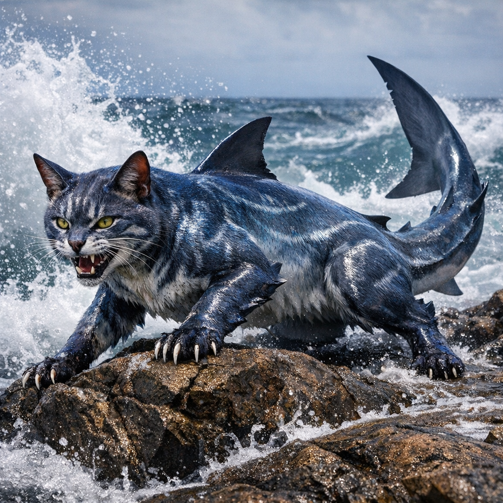 Carcharocatus, an AI-generated hybrid of Cat and Shark