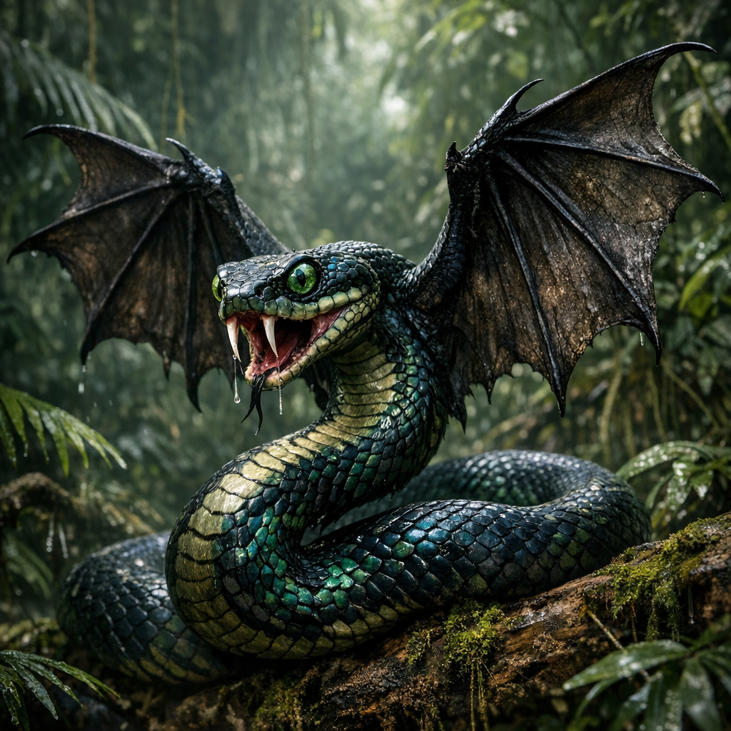 Serpibat, an AI-generated hybrid of Snake and Bat