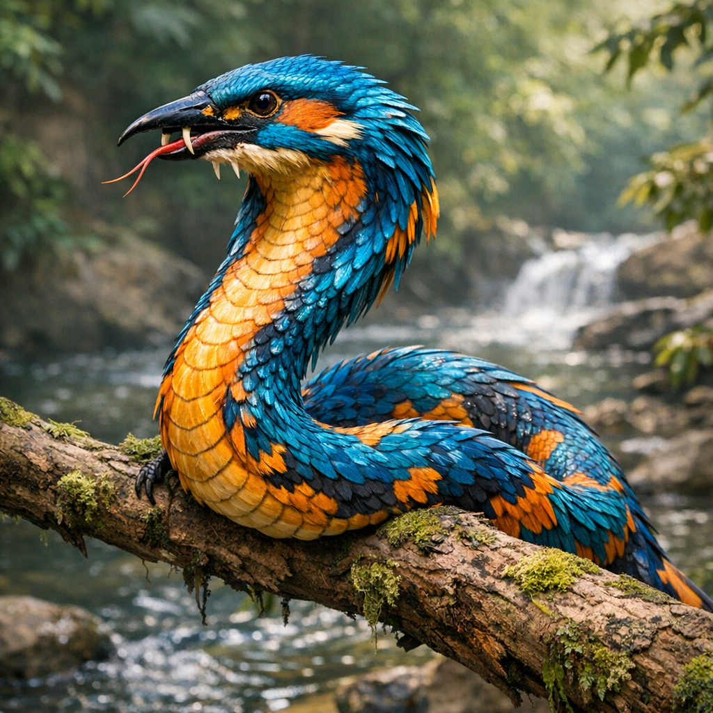 Cobrasky, an AI-generated hybrid of Cobra and Kingfisher