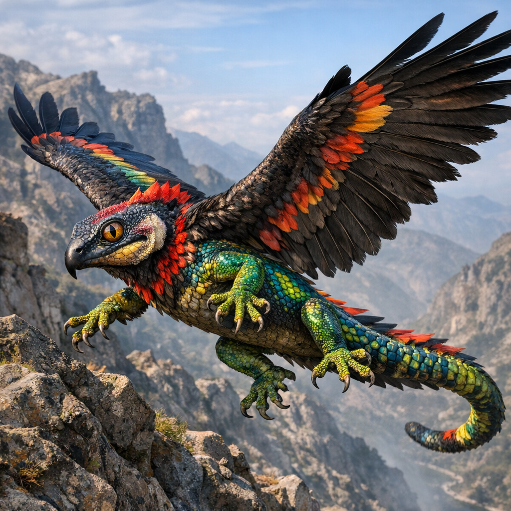 Condor Gecko, an AI-generated hybrid of Condor and Gecko