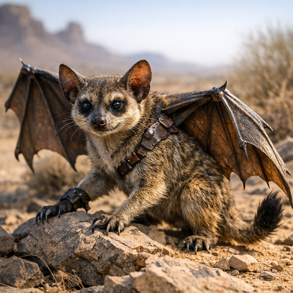 Meerkatbat, an AI-generated hybrid of Meerkat and Bat