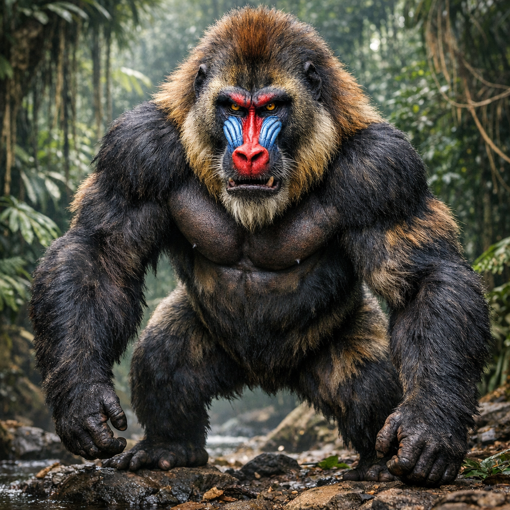 Goriboon, an AI-generated hybrid of Gorilla and Baboon