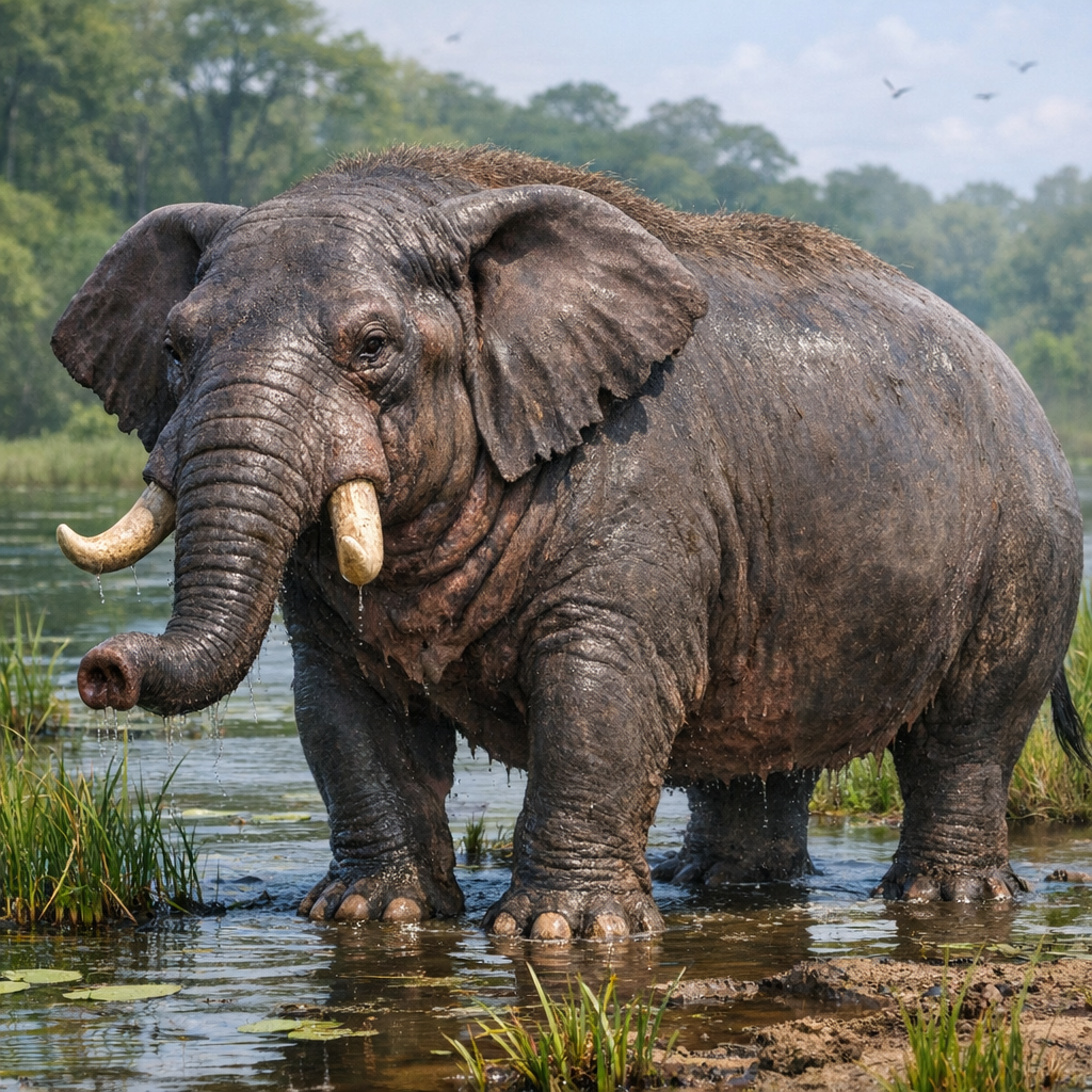 Hippolephus, an AI-generated hybrid of Hippopotamus and Elephant