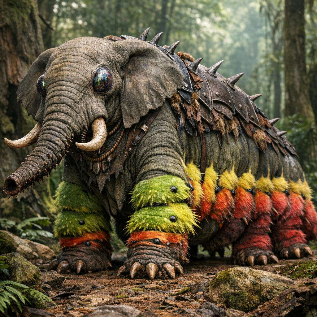 Elephillipillar, an AI-generated hybrid of Elephant and Caterpillar