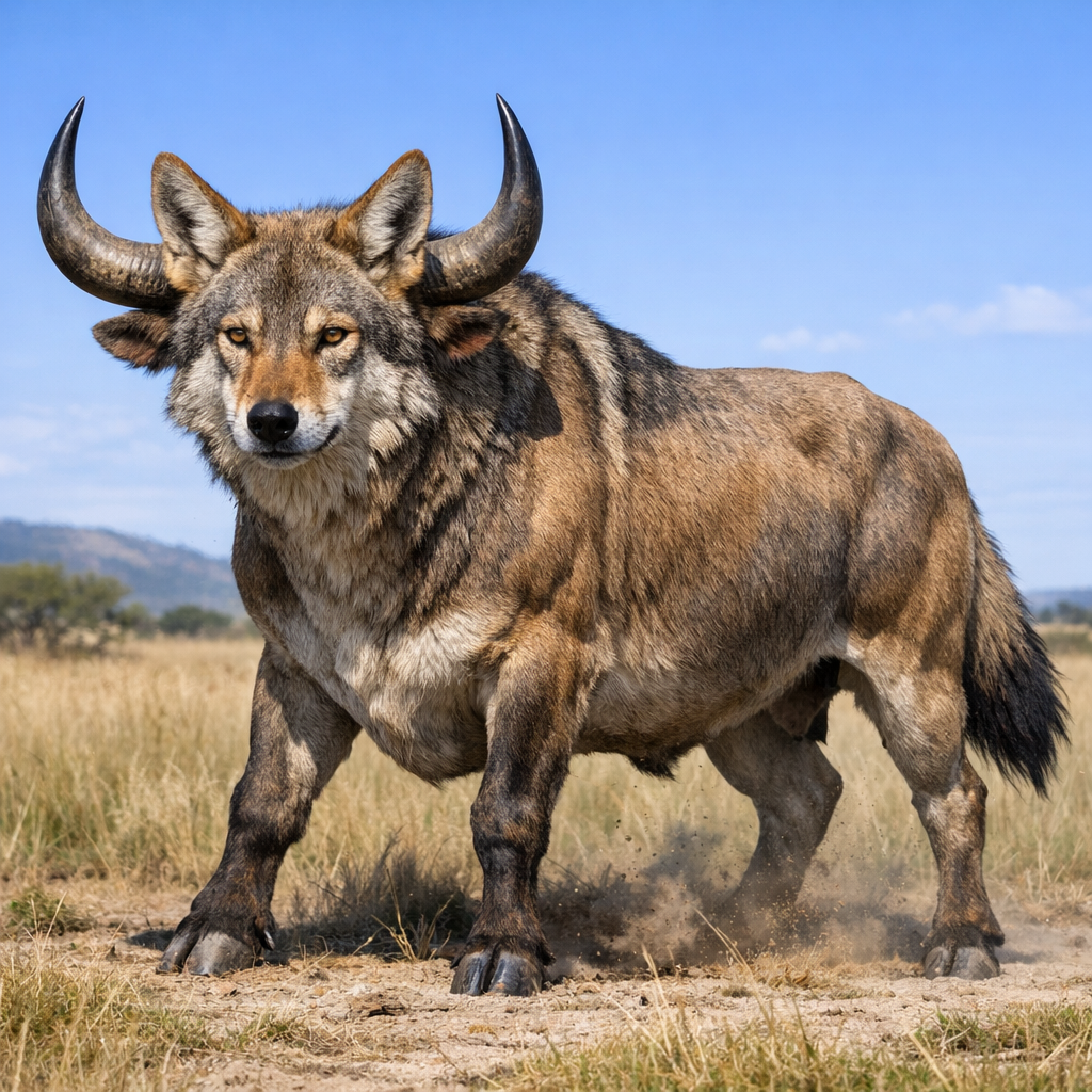 Coyox, an AI-generated hybrid of Coyote and Ox