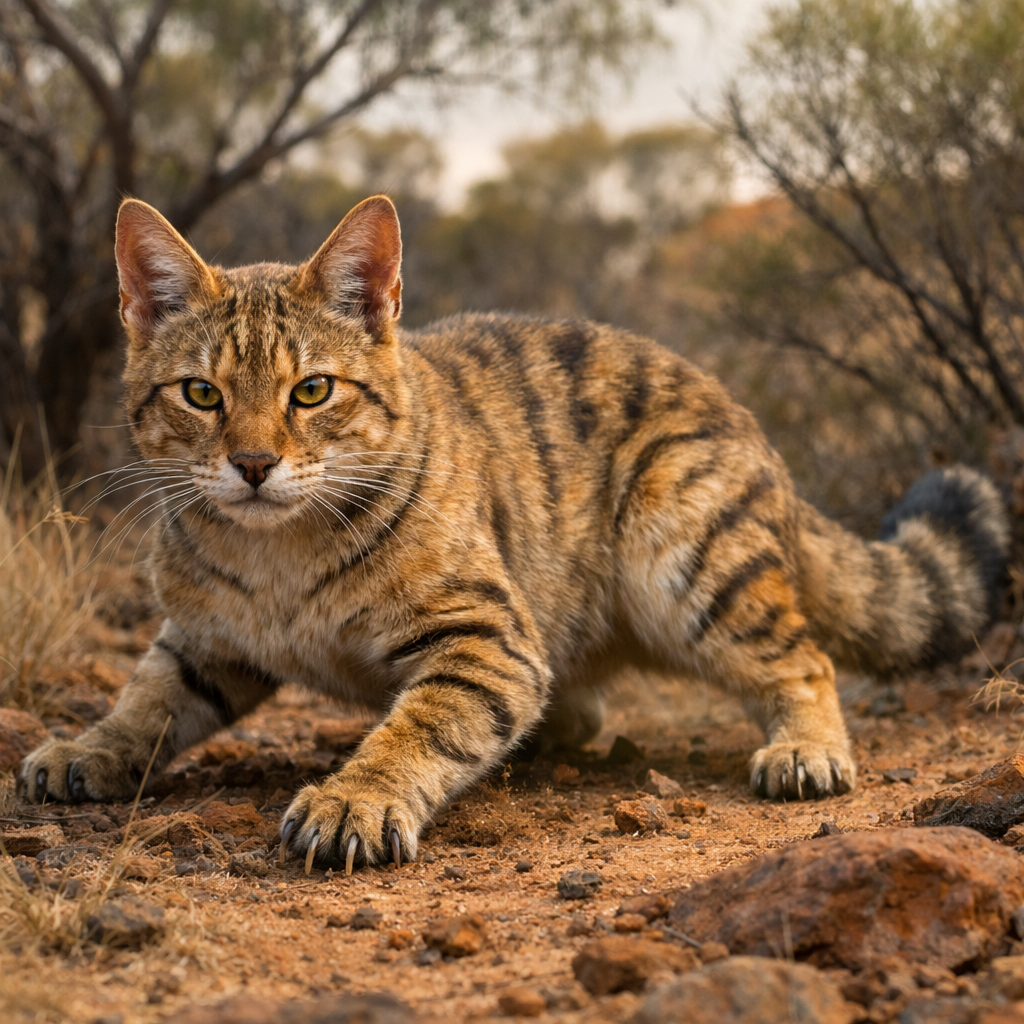 Dingocat, an AI-generated hybrid of Dingo and Cat