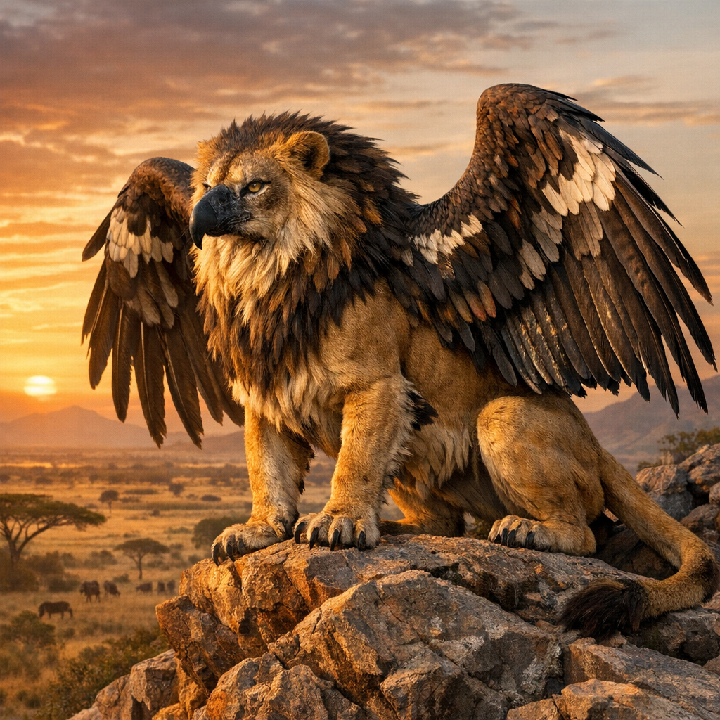 Condlion, an AI-generated hybrid of Condor and Lion